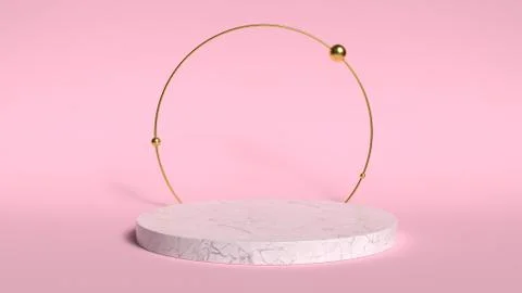 3d abstract background render. Pink platform for product display. Interior 스톡 일러스트