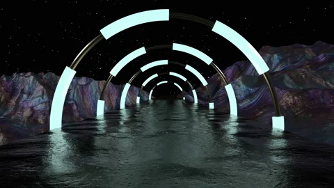 3d abstract background of Sci-fi corridor. Extraterrestrial landscape scene. Fut Video stock 111155679