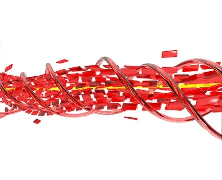 3d abstract background spiral of flying red cubes Illustrazione stock
