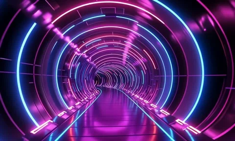 3d abstract background with ultraviolet neon lights, empty frame Stock Footage 288473247