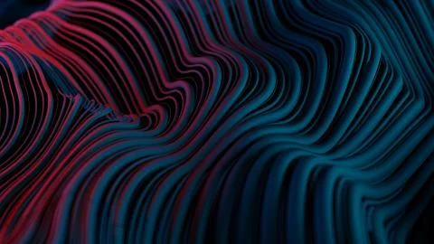 3d abstract background with wavy deformed thin and thick lines. Camera depth  Stock Illustration