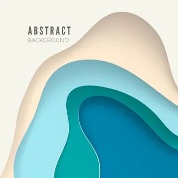 3D abstract background with white paper cut shapes. Design layout for busines Stock Illustration