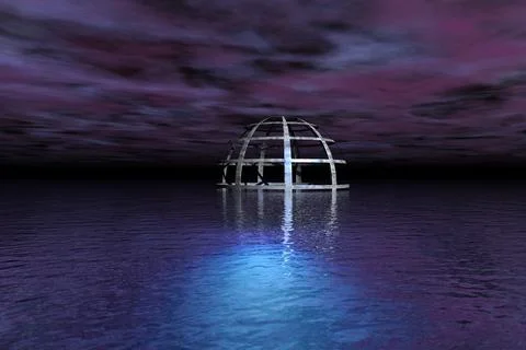 3D abstract ball in the form of a cell in glowing water Stock Illustration