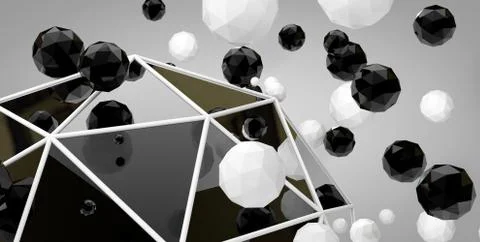 The 3d abstract balls on a grey background Stock Illustration