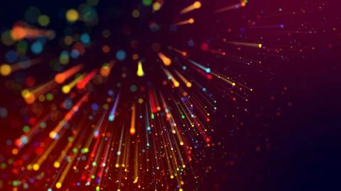 3d abstract beautiful background with light rays colorful glowing particles Stock Illustration