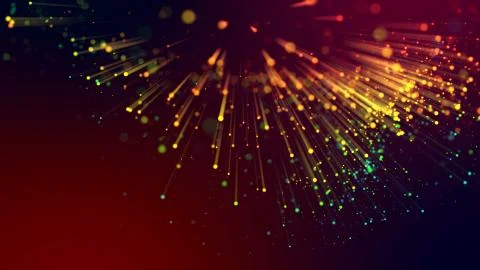 3d abstract beautiful background with light rays colorful glowing particles Stock Illustration