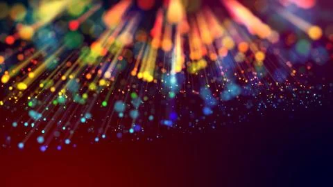 3d abstract beautiful background with light rays colorful glowing particles Stock Photos