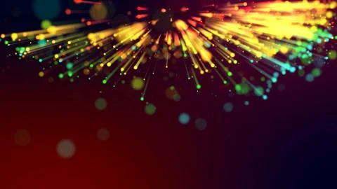 3d abstract beautiful background with light rays colorful glowing particles Stock Photos