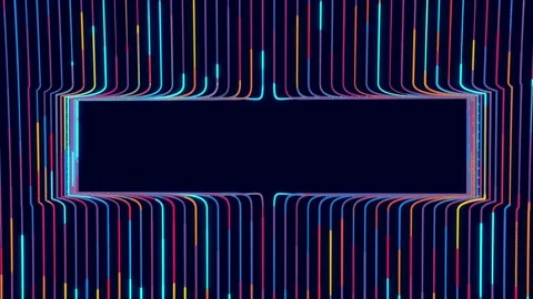 3d abstract bg with glow particles form red blue lines, with rectangle copy Vidéo 157238440