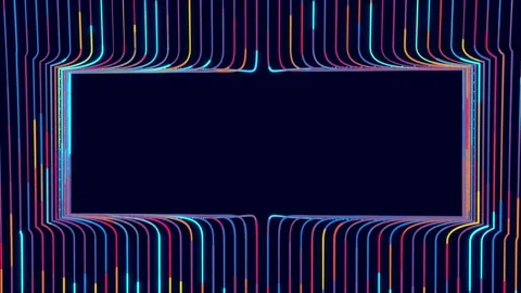 3d abstract bg with glow particles form red blue lines, with rectangle copy Vidéo 160005021
