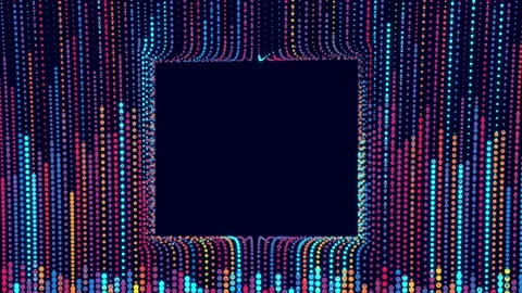 3d abstract bg with glow particles form red blue lines, with rectangle copy Vidéo 162926831