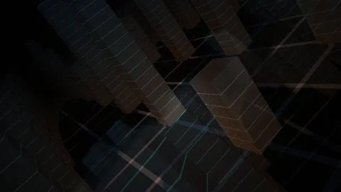 3d Abstract Blocks Animation in Dark Futuristic Environment Stock Footage 343773899