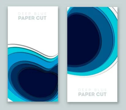 3D abstract blue background with deep paper cut shapes. Modern. Vector design Stock Illustration