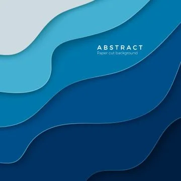 3D abstract blue background with paper cut shapes. Design layout for business Stock Illustration
