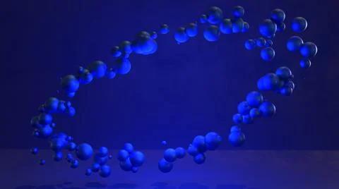 3D Abstract blue ball object circling pattern, dark gradient blue background Illustrazione stock