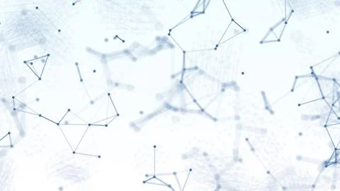 3D Abstract blue blurred geometry wireframe network and connecting dot in s.. 스톡 일러스트