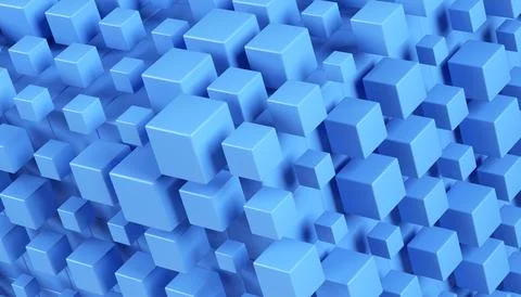 3d abstract blue cubic background. Stock Illustration