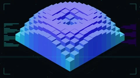 3D Abstract Blue Gradient Wave Landscape with Data Bars - Futuristic Tech B.. Stock Footage 346660377