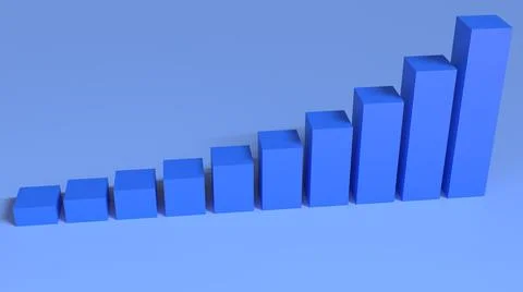 3D Abstract blue growing graph with blue background Stock Illustration
