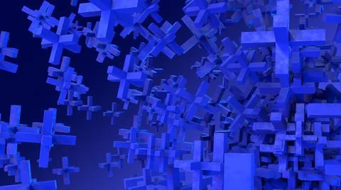 3D Abstract Blue Particle Object, chaos pattern Stock Illustration