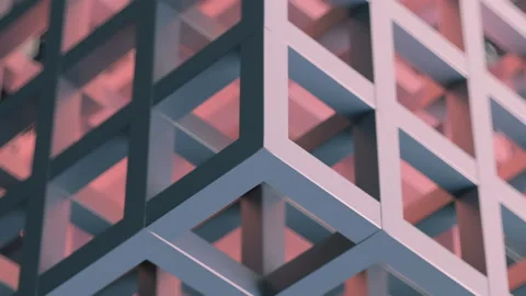 3D abstract blue red cubic puzzle background loop Stock Footage 105316363