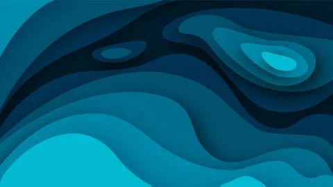 3D abstract blue wave background with paper cut shapes. Vector design layout for Stock Illustration