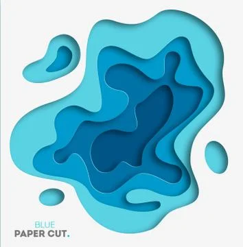 3D abstract blue wave background with paper cut shapes. Vector design layout for Stock Illustration