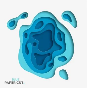 3D abstract blue wave background with paper cut shapes. Vector design layout for Stock Illustration