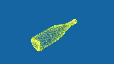 3D abstract bottle consisting of small particles rotates along 3 axes 50 FP.. Illustrazione stock