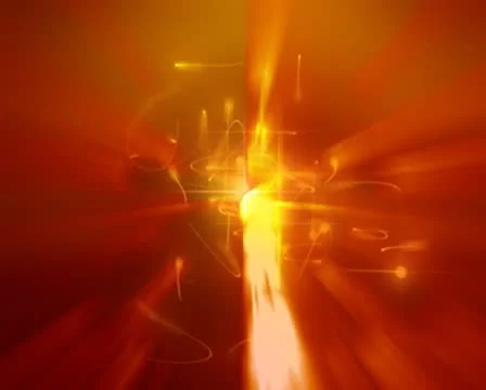 3D Abstract Busy Orange Particles Loop Video stock 8931651