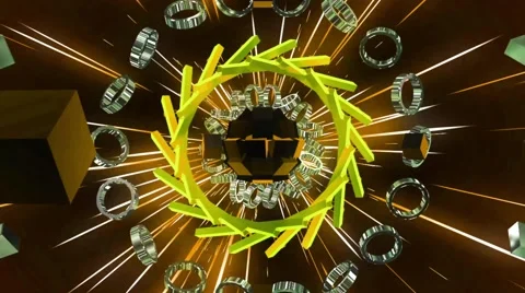 3D Abstract color changing light beam shooting and zooming with geometric shape Stock Footage 63339982