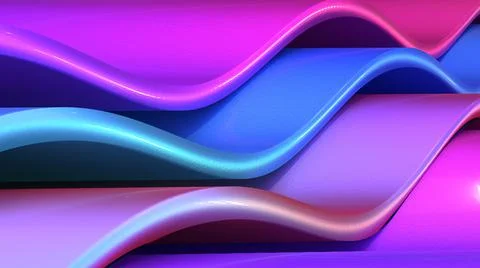 3D Abstract colorful wave object, 3D Render, 3D Illustration Stock Illustration