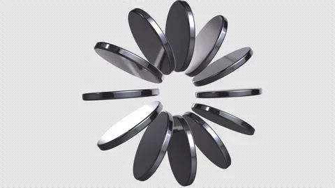 3D Abstract Composition of Floating Metallic Discs in Circular Motion. Video stock 327008222