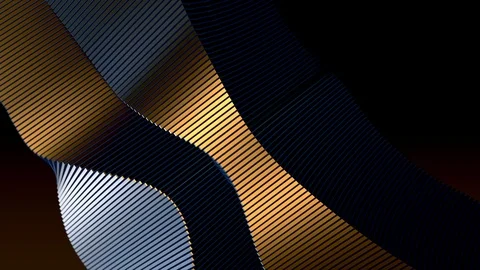 3D Abstract Composition, Gold and Silver Lines in Motion. Stock Footage 123299444
