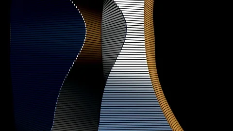 3D Abstract Composition, Gold and Silver Lines in Motion. Stock Footage 123299625
