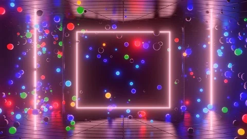 3D abstract creative animation background with neon glow multi-colored spheres Stock Footage 127809994