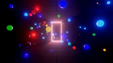 3D abstract creative animation background with neon glow multi-colored spheres Stock Footage 127810448