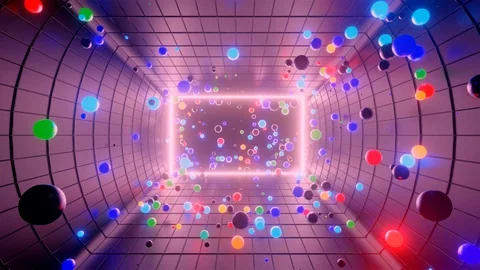 3D abstract creative animation background with neon glow multi-colored spheres Stock Footage 127810840