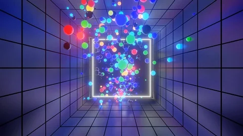 3D abstract creative animation background with neon glow multi-colored spheres Stock Footage 127810997