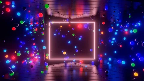 3D abstract creative animation background with neon glow multi-colored spheres Stock Footage 127811249