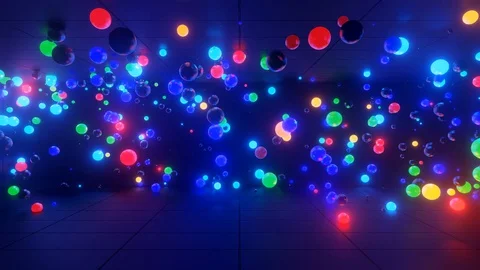 3D abstract creative animation background with neon glow multi-colored spheres Video stock 127811683