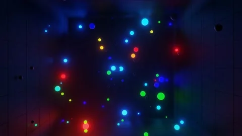 3D abstract creative animation background with neon glow multi-colored spheres Video stock 136576200