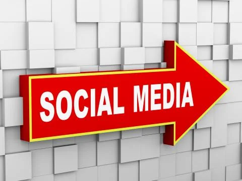 3d abstract cube wall arrow - social media Stock Illustration