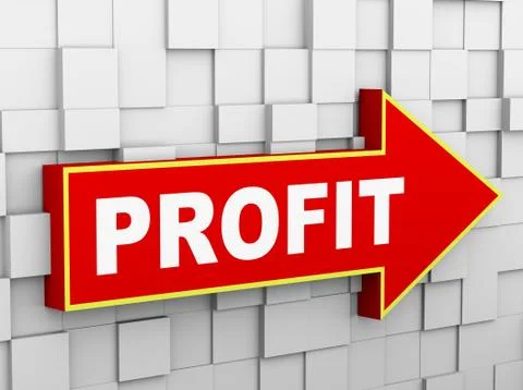 3d abstract cube wall arrow - profit Stock Illustration