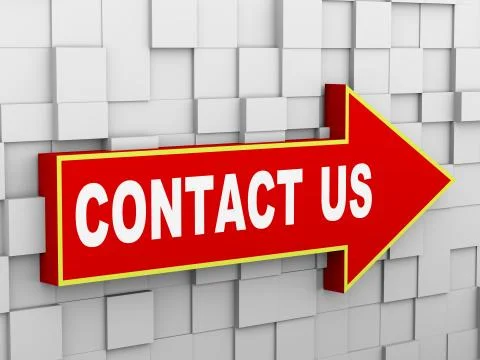 3d abstract cube wall arrow - contact us Stock Illustration