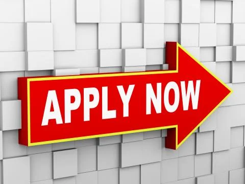 3d abstract cube wall arrow - apply now Stock Illustration