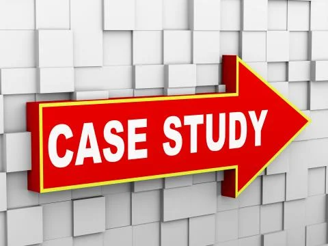 3d abstract cube wall arrow - case study Stock Illustration