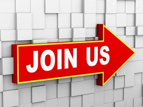 3d abstract cube wall arrow - join us Stock Illustration