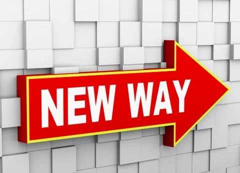 3d abstract cube wall arrow - new way Stock Illustration