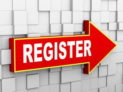 3d abstract cube wall arrow - register Stock Illustration